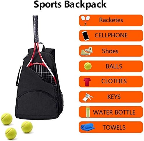 Professional Tennis and Pickleball Bag - Durable Waterproof Backpack for Rackets, Balls, and Paddles